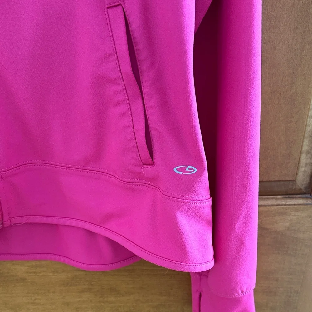 C9 by Champion Hot Pink Full Zip Track Jacket Thumbholes Black Trim Large L